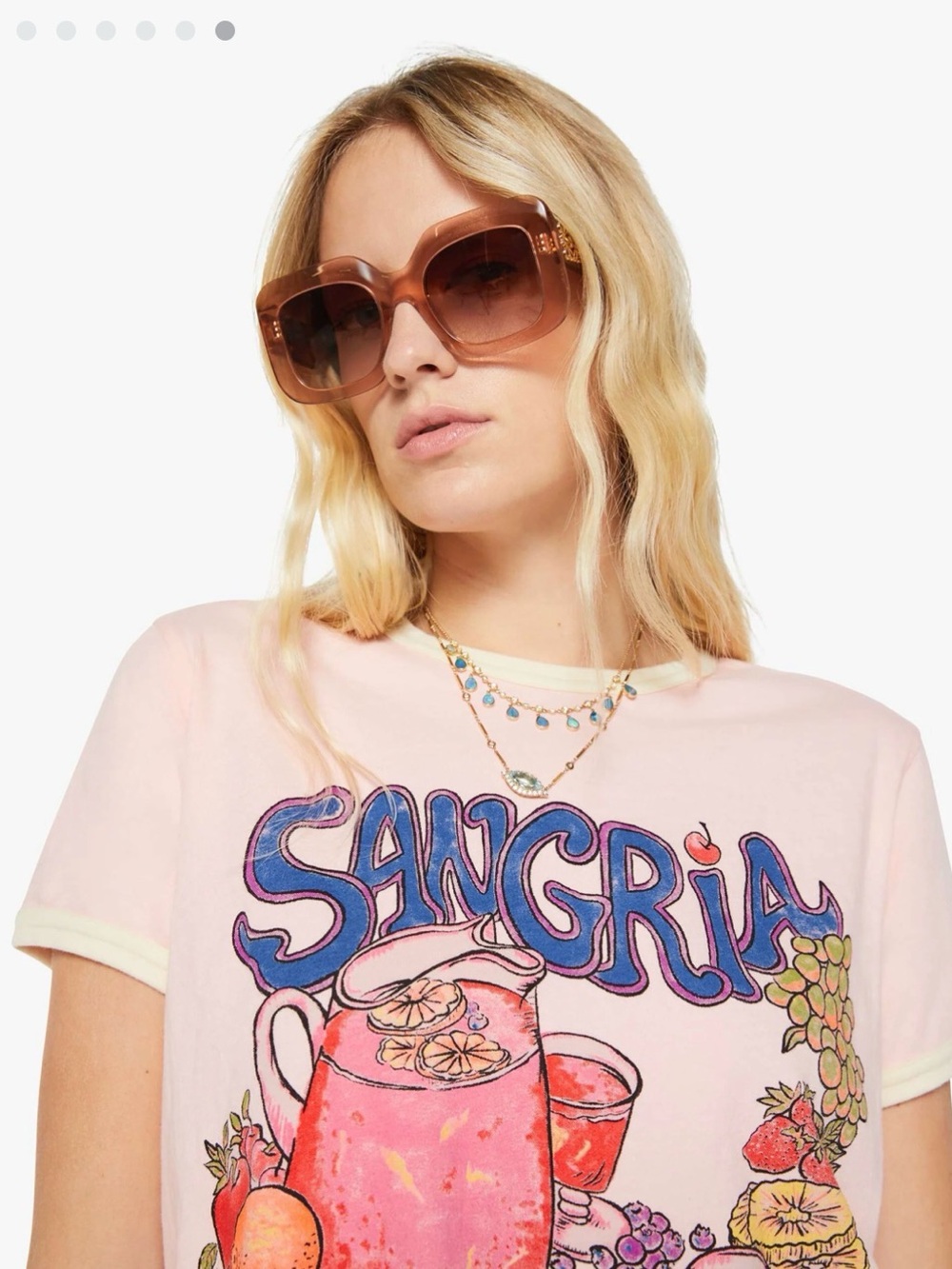 Mother nwt Sangria Graphic Tee in Light Pink - Picture 2 of 7